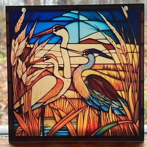 Suncatcher Acrylic Crane Wildlife Birds Decorative Home Cottage Gift 6”